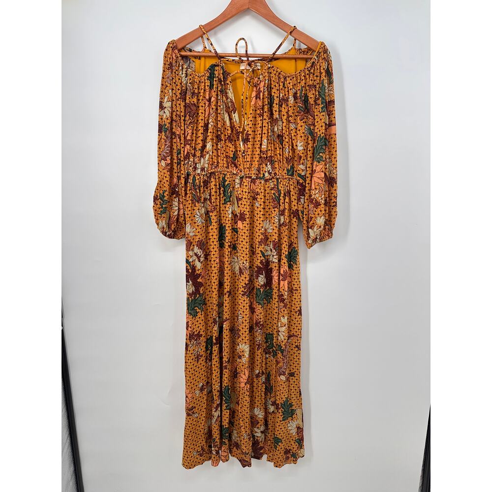 ULLA JOHNSON Floral Printed Noemi Cold Shoulder Midi Dress // S - Picture 4 of 14